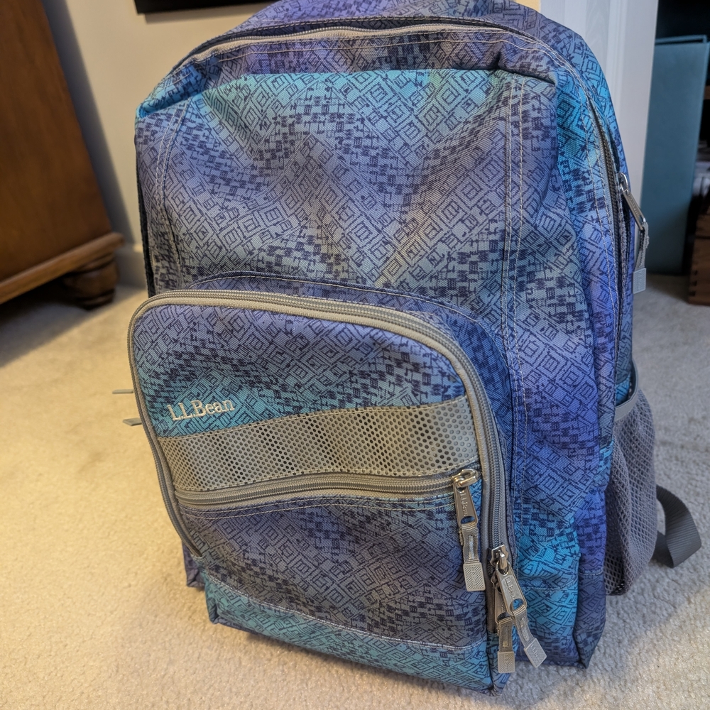 L.L. Bean Blue and Purple Deluxe Backpack